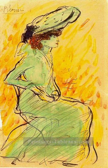 Femme en robe verte assise 1901 cubiste Pablo Picasso Peintures à l'huile